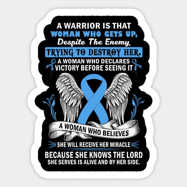 Woman Who Believes She Will Receice Her Miracle Trisomy 18 Awareness Light Blue Ribbon Warrior Sticker by celsaclaudio506